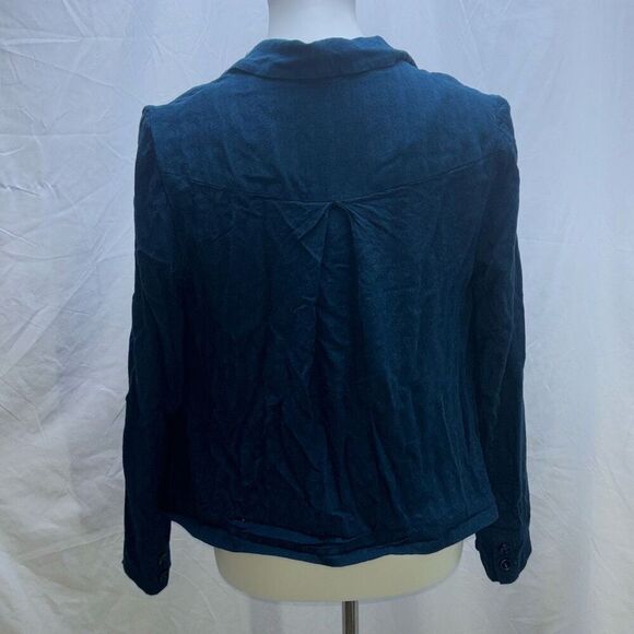 Anthropologie x Cartonnier blue llama lined blazer jacket XS summer weight - Picture 4 of 9